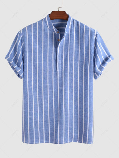 Ambrosi™ - Set da Uomo Casual con Camicia a Righe e Pantaloncini