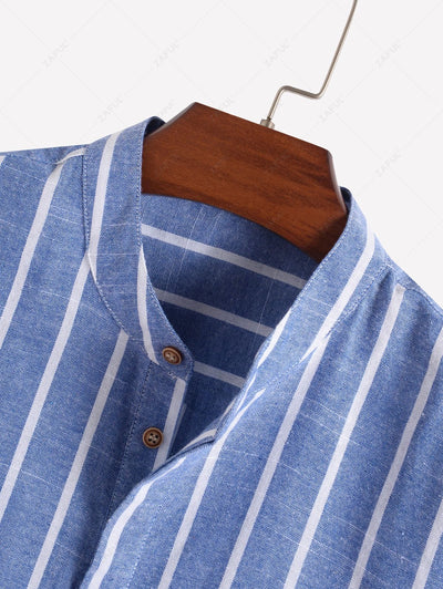 Ambrosi™ - Set da Uomo Casual con Camicia a Righe e Pantaloncini