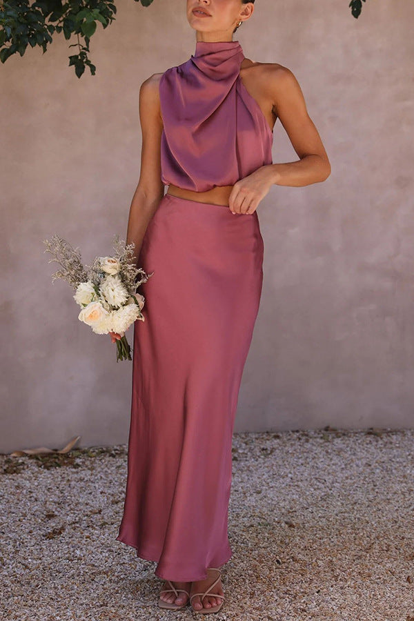 Luisa™ - Set Top Corto Senza Maniche e Gonna Lunga in Seta