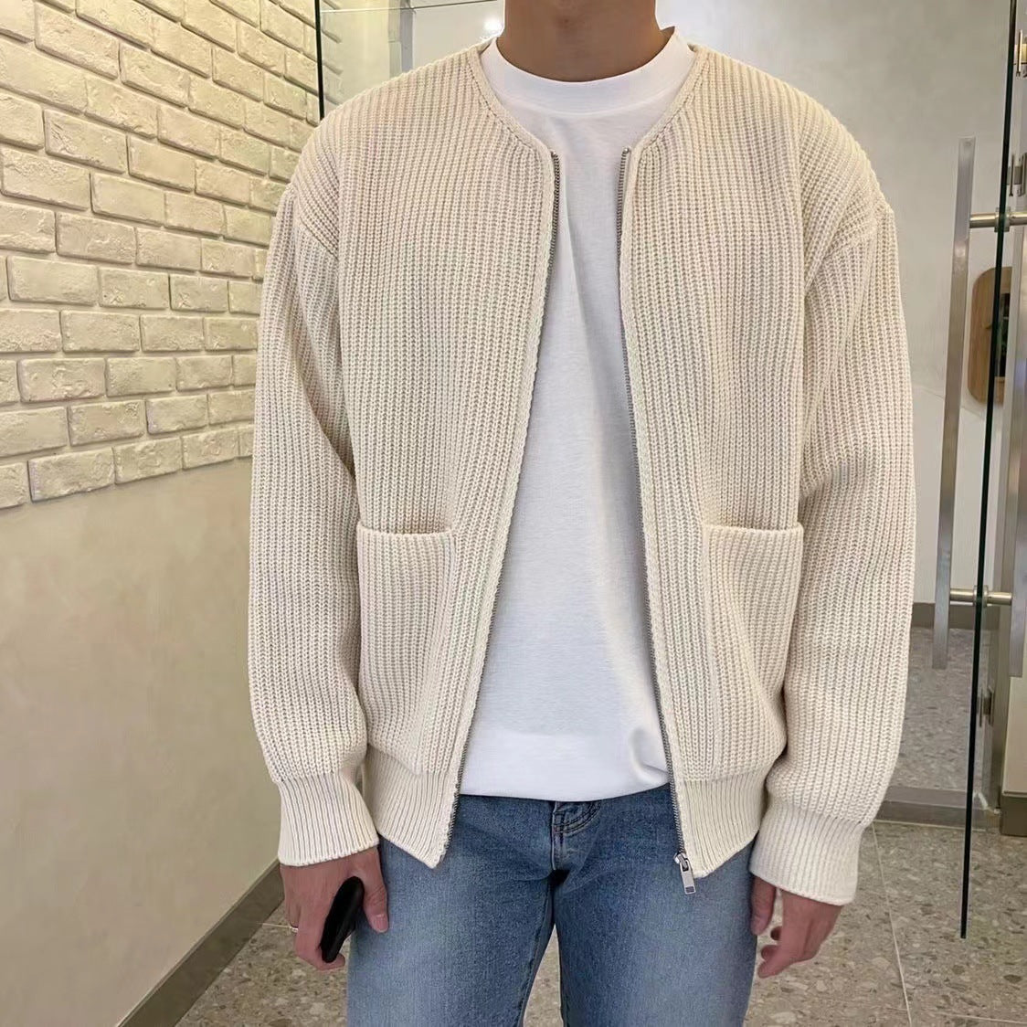 Federico™ - Cardigan a Coste con Tasche Frontali