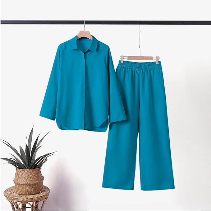Viola™ - Set di Camicia e Pantaloni in Cotone e Lino Resistenti
