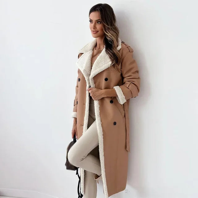 Giulia™ - Cappotto Lungo in Ecopelle con Fodera in Pelliccia