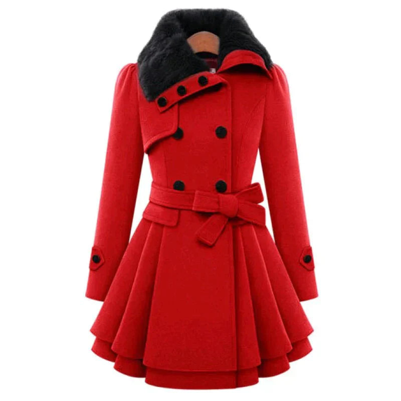 Serena™ - Cappotto Elegante con Collo in Pelliccia Sintetica e Cintura Regolabile