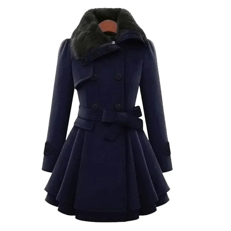 Serena™ - Cappotto Elegante con Collo in Pelliccia Sintetica e Cintura Regolabile
