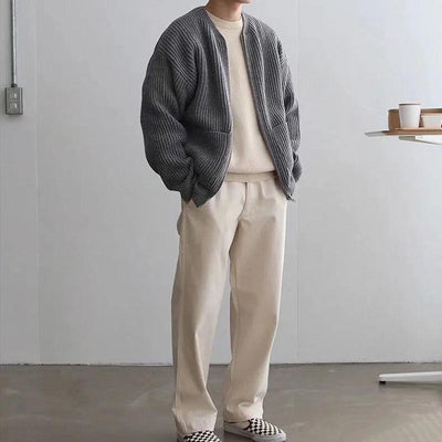 Federico™ - Cardigan a Coste con Tasche Frontali