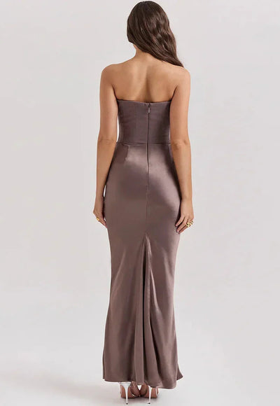 Valentina™ - Abito Lungo a Fascia con Drappeggio Elegante