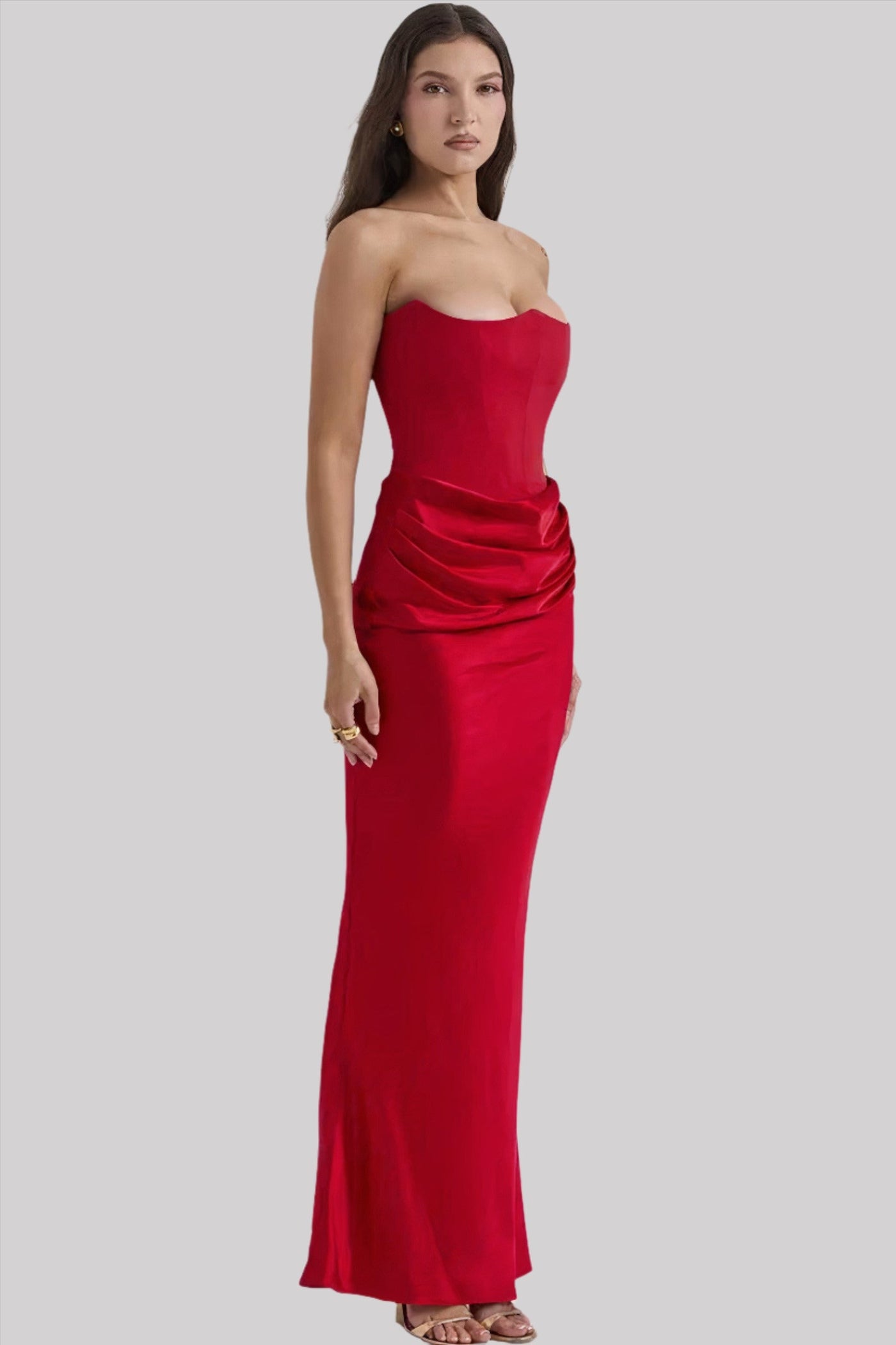 Valentina™ - Abito Lungo a Fascia con Drappeggio Elegante