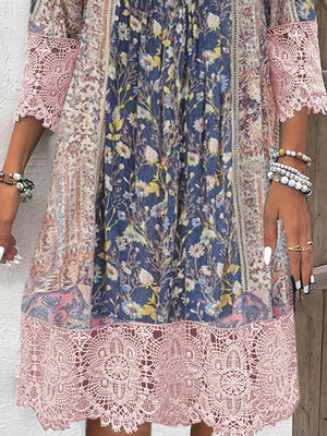 Rebecca™ - Abito con stampa vintage e pizzo