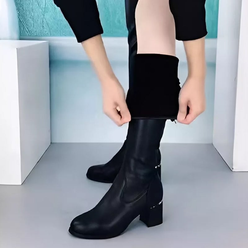 Livia™ - Stivali Alti al Ginocchio con Tacco e Dettaglio con Nappa